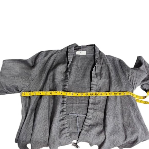 Bryn Walker Womens 100% Linen Lagenlook Tie Front Long Sleeve Cardigan, Grey, M - Picture 5 of 10